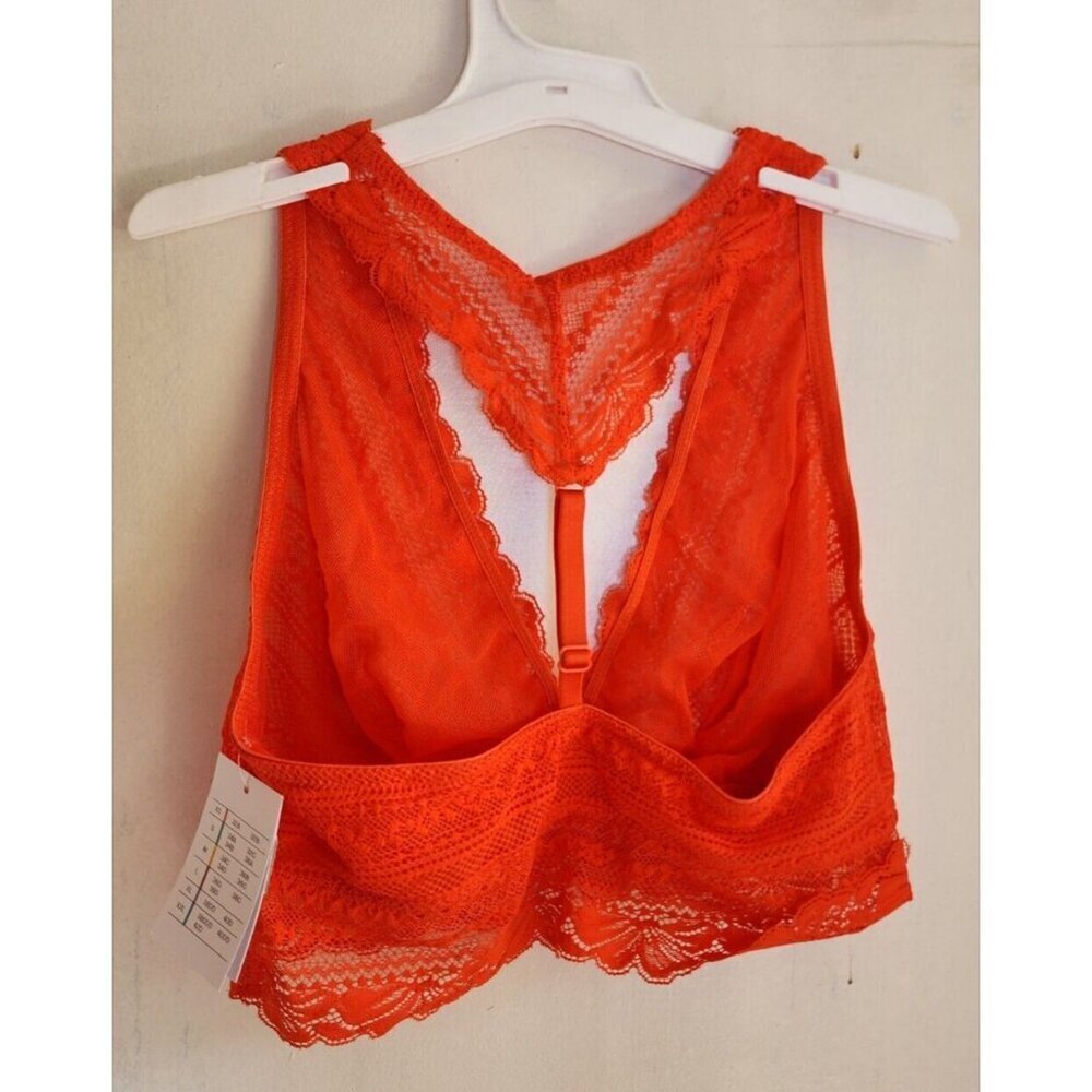 New Auden Women's Orange Lace Bralette Racerback Adjustable Straps Size S - Picture 5 of 6